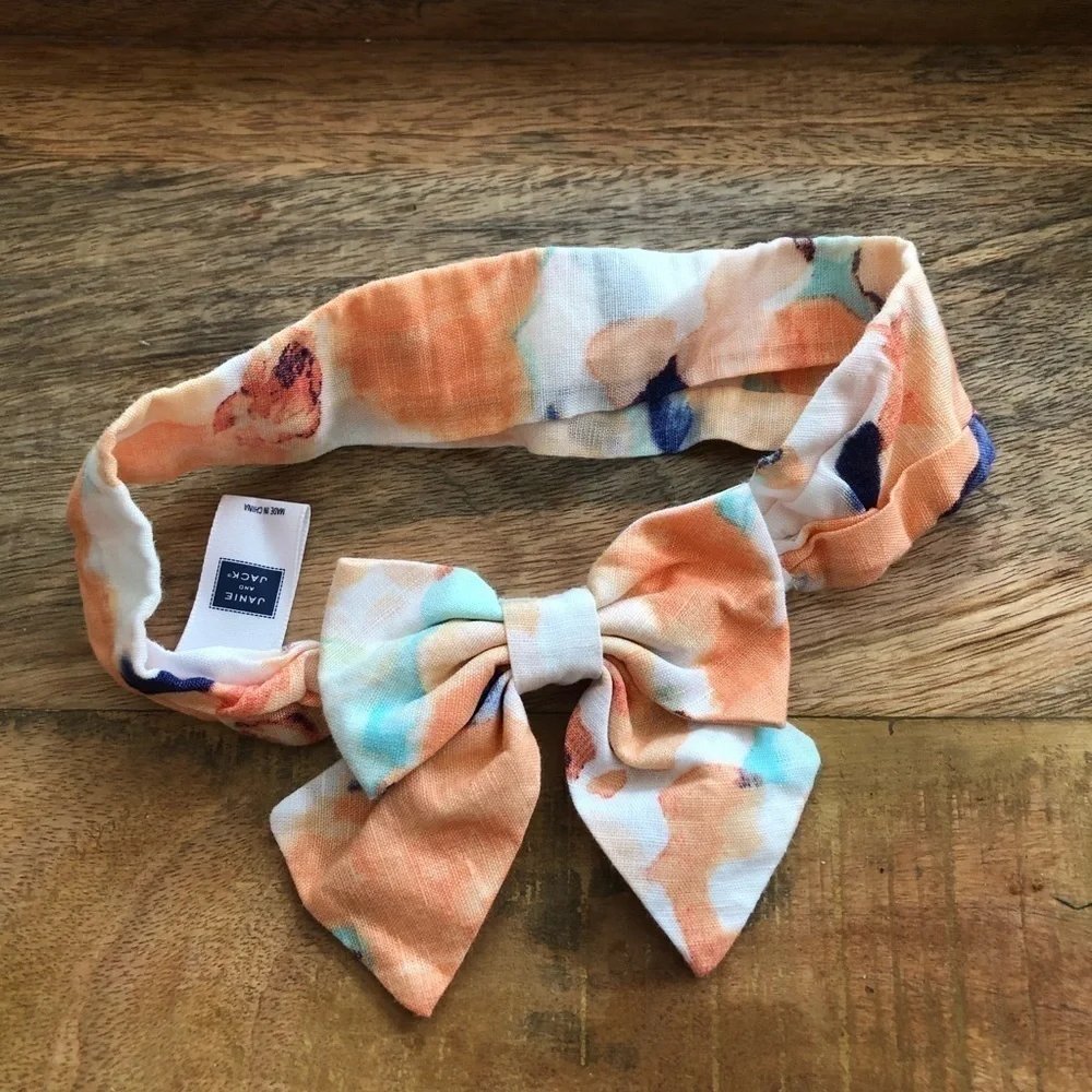Janie & Jack Baby Girl Linen Floral Bow Headband